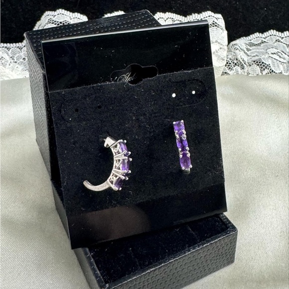 STERLING SILVER ROSS SIMONS AMETHYST EARRINGS - Picture 3 of 3